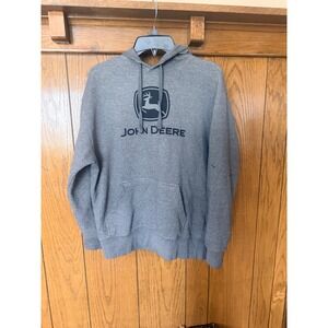 John Deere Mens Graphic Logo Pullover Hoodie Heather Grey Size M Medium